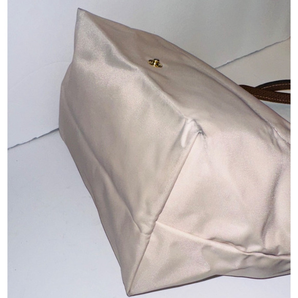 Auth LONGCHAMP Le Preage Original - Cream Dark Brown Nylon Leather Handbag - Picture 6 of 14